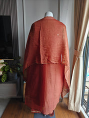 Akanksha Pure Zardoshi  Keyhole Neck Aline Dress- Powder Brown (Ready to Ship)