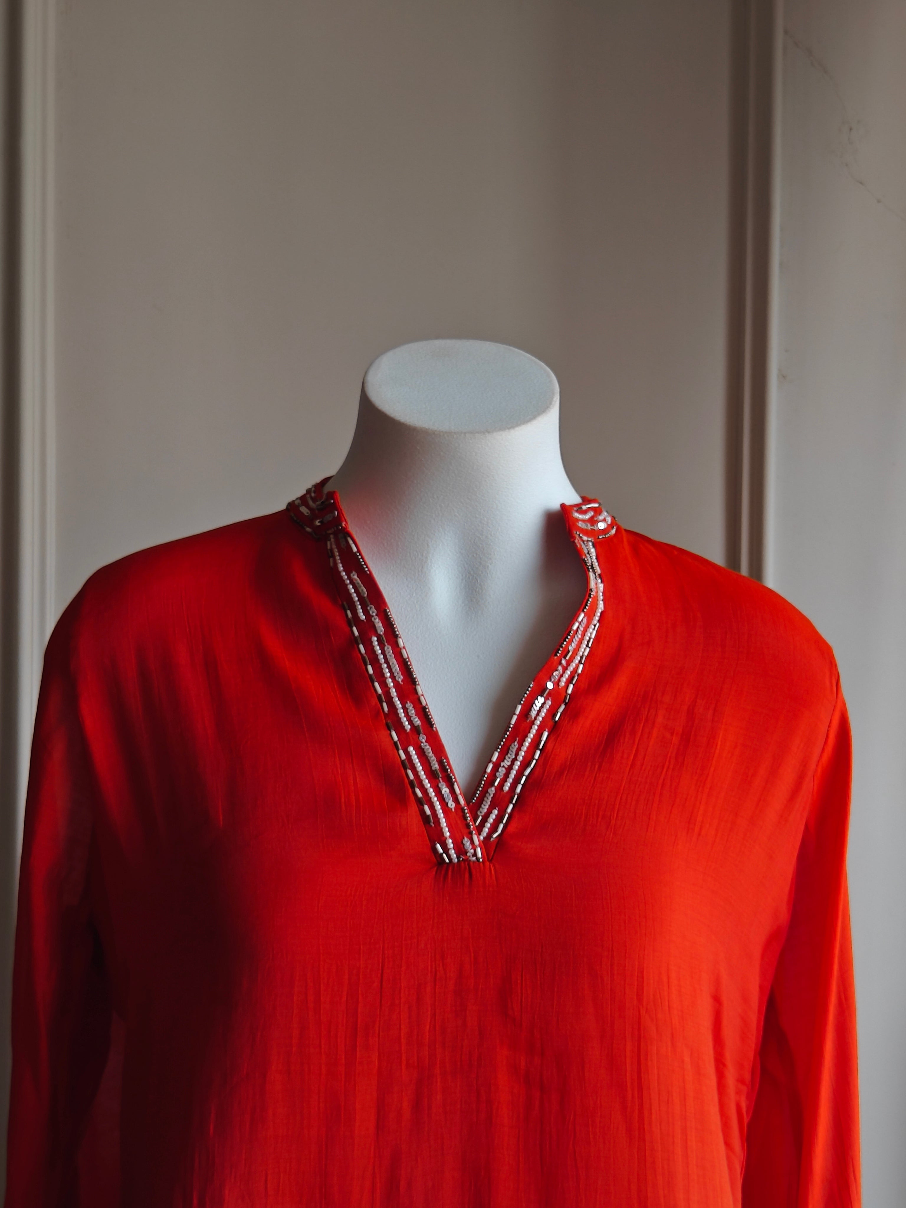 Kirthana Handwork Coord Set- Rust