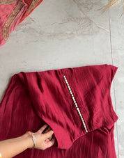 Riddhima Halter Neck Pure Mul Chanderi Dress