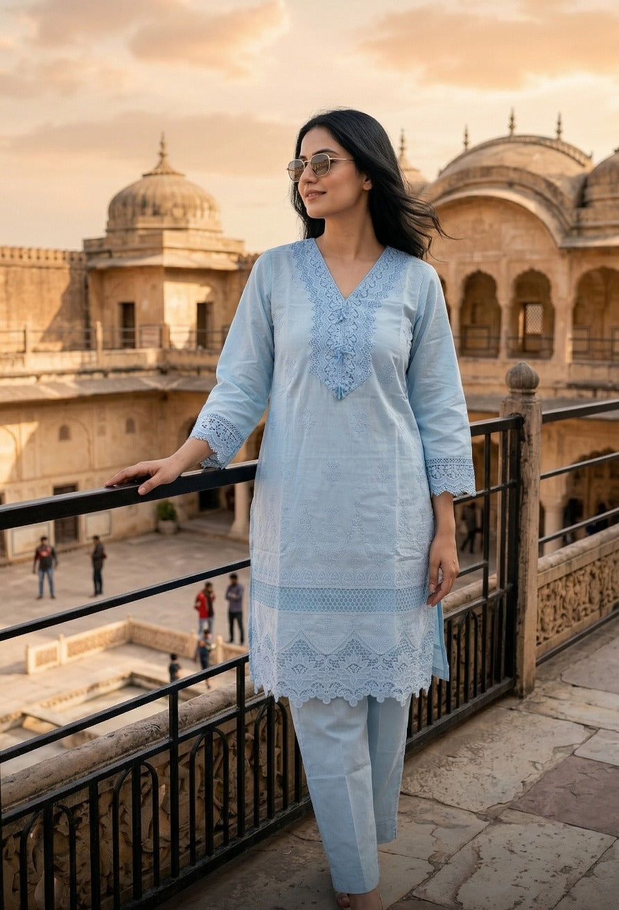 Tahini Lucknowi coord - Blue