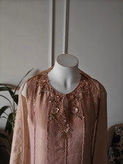 Preet Sleve less short kurta with plazzo hand work dusty pink