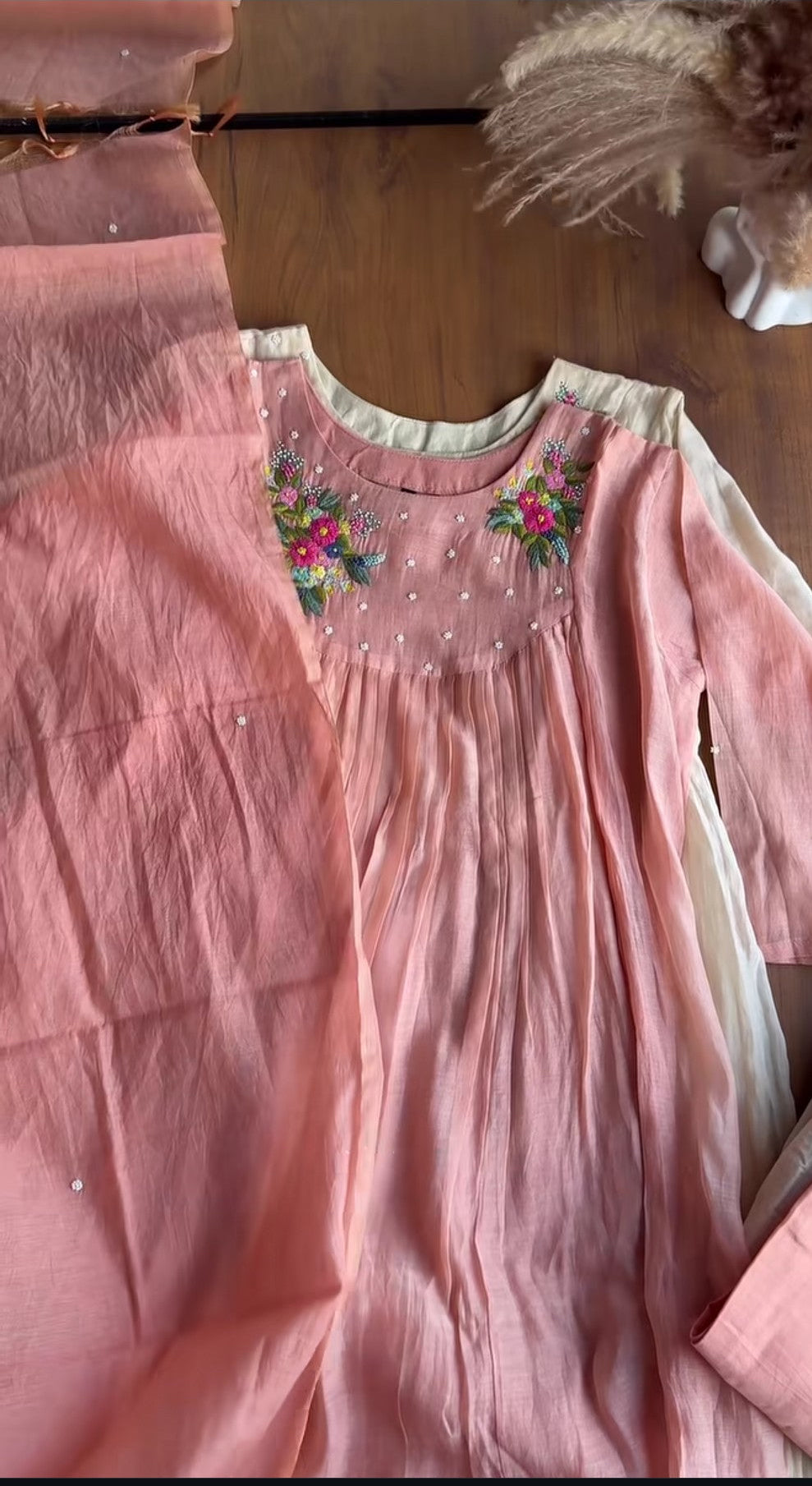 Mahira Embroided Mul Chanderi Dress (Make to Order)