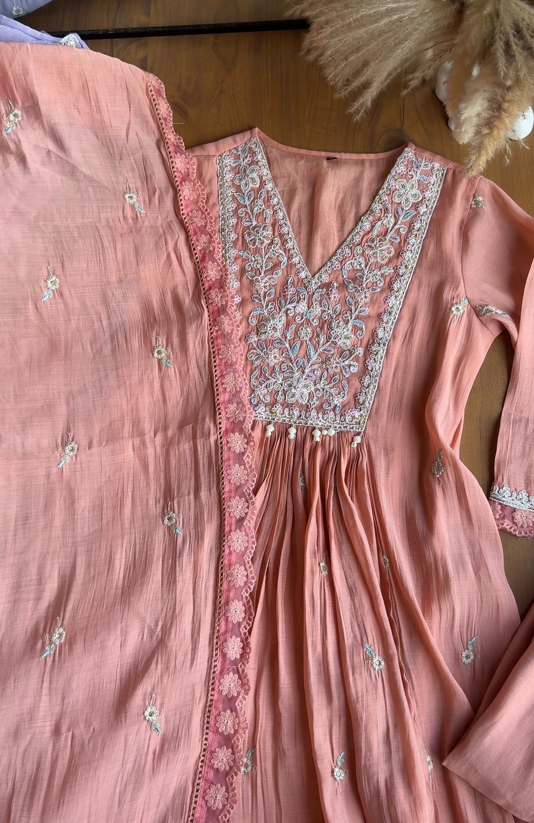 Rashmi Handwork Anarkali- Peach