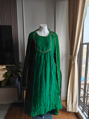 Rakhi pure mul chanderi  hand embroidery and matching dupatta(green)