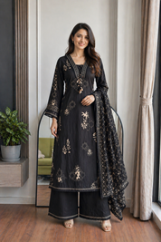 Shriya Printed Cotton Dress- Black