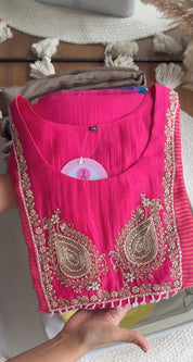 Chanchal tissue and mul chanderi dress- Pink