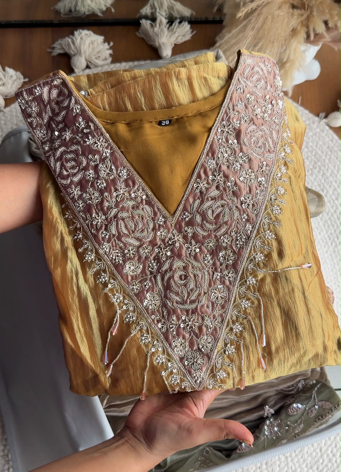 Handwork Kaftan Set - Golden Yellow