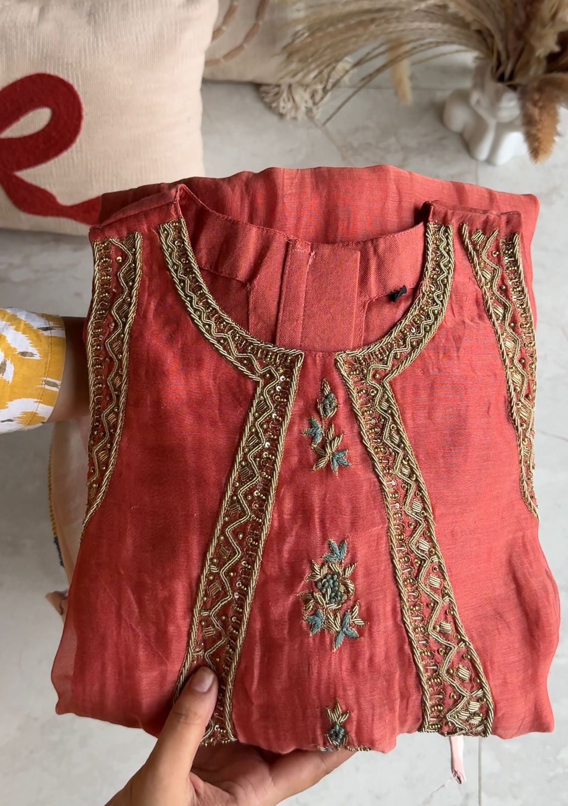 Riddhima Halter Neck Pure Mul Chanderi Dress