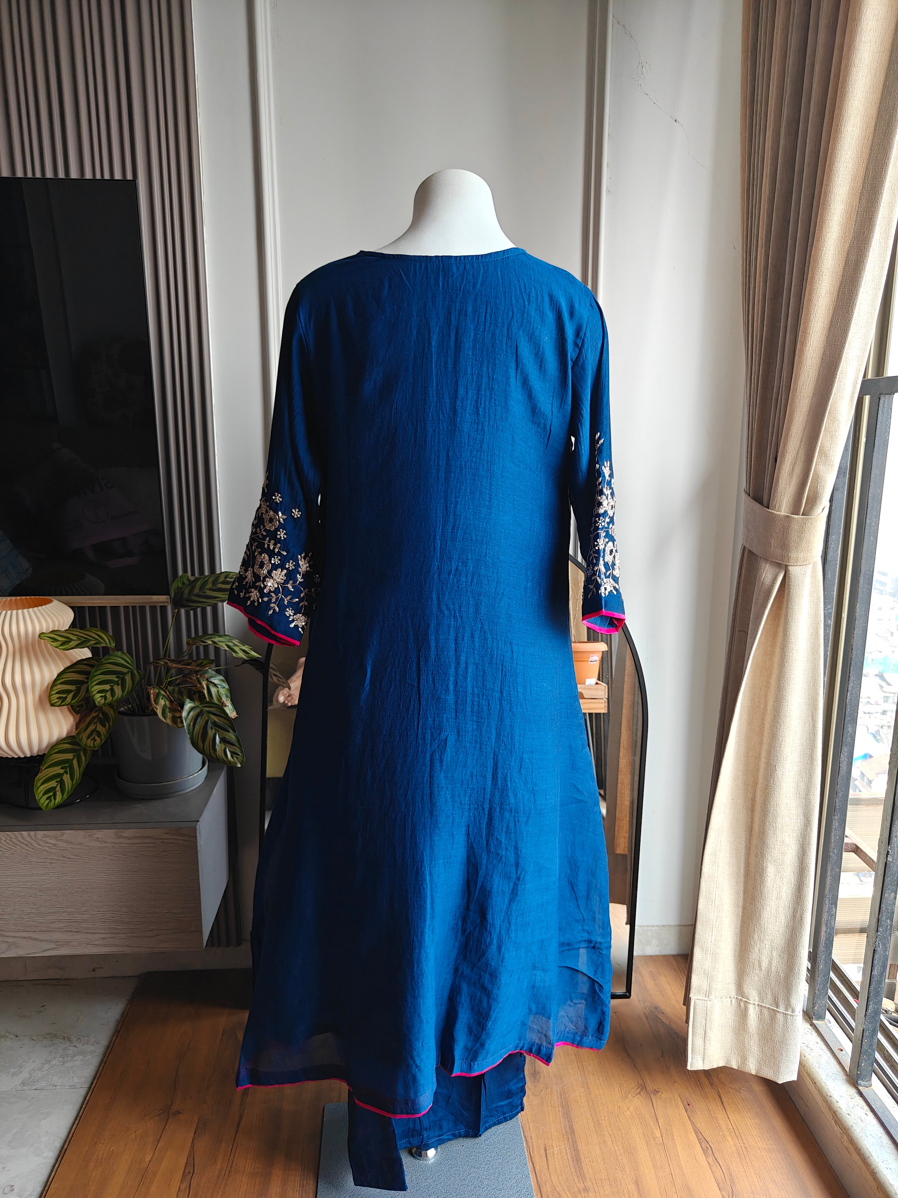 Jaisika mul chanderi dress (blue)