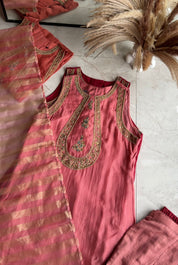 Riddhima Halter Neck Pure Mul Chanderi Dress