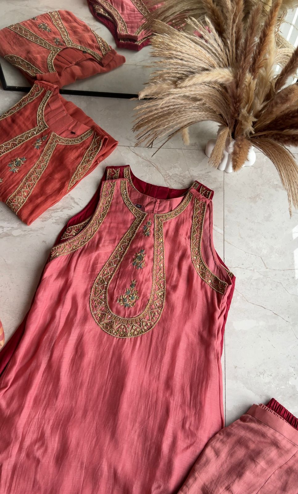 Riddhima Halter Neck Pure Mul Chanderi Dress