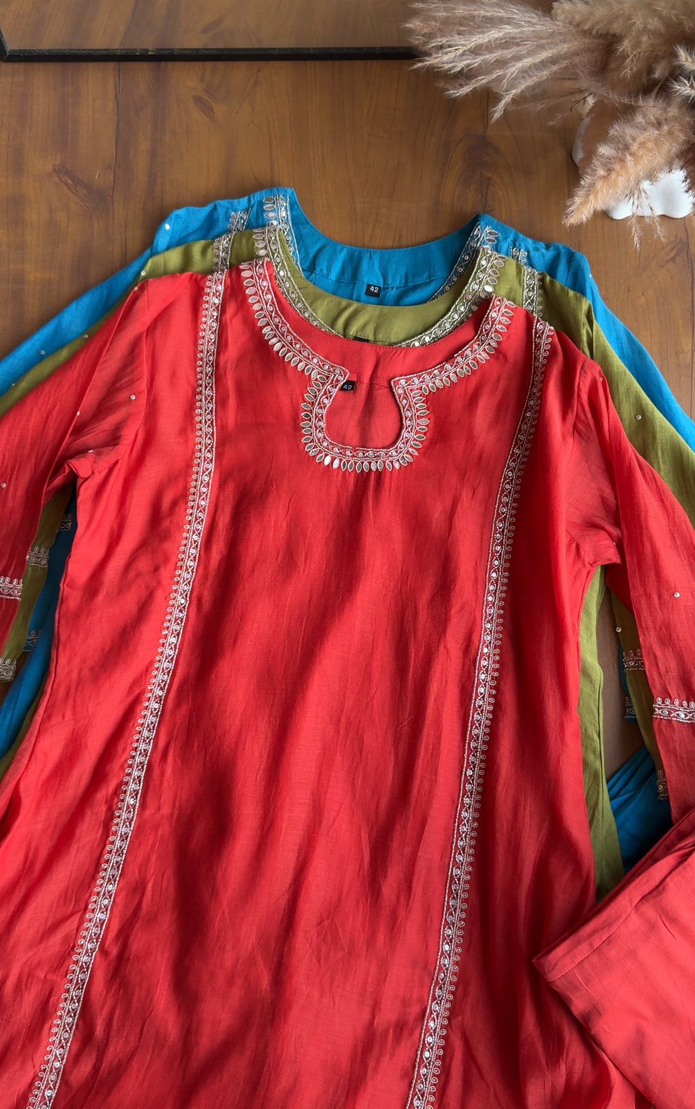 Riddhima Keyhole Mul Chanderi Dress- Rust (Make to Order)