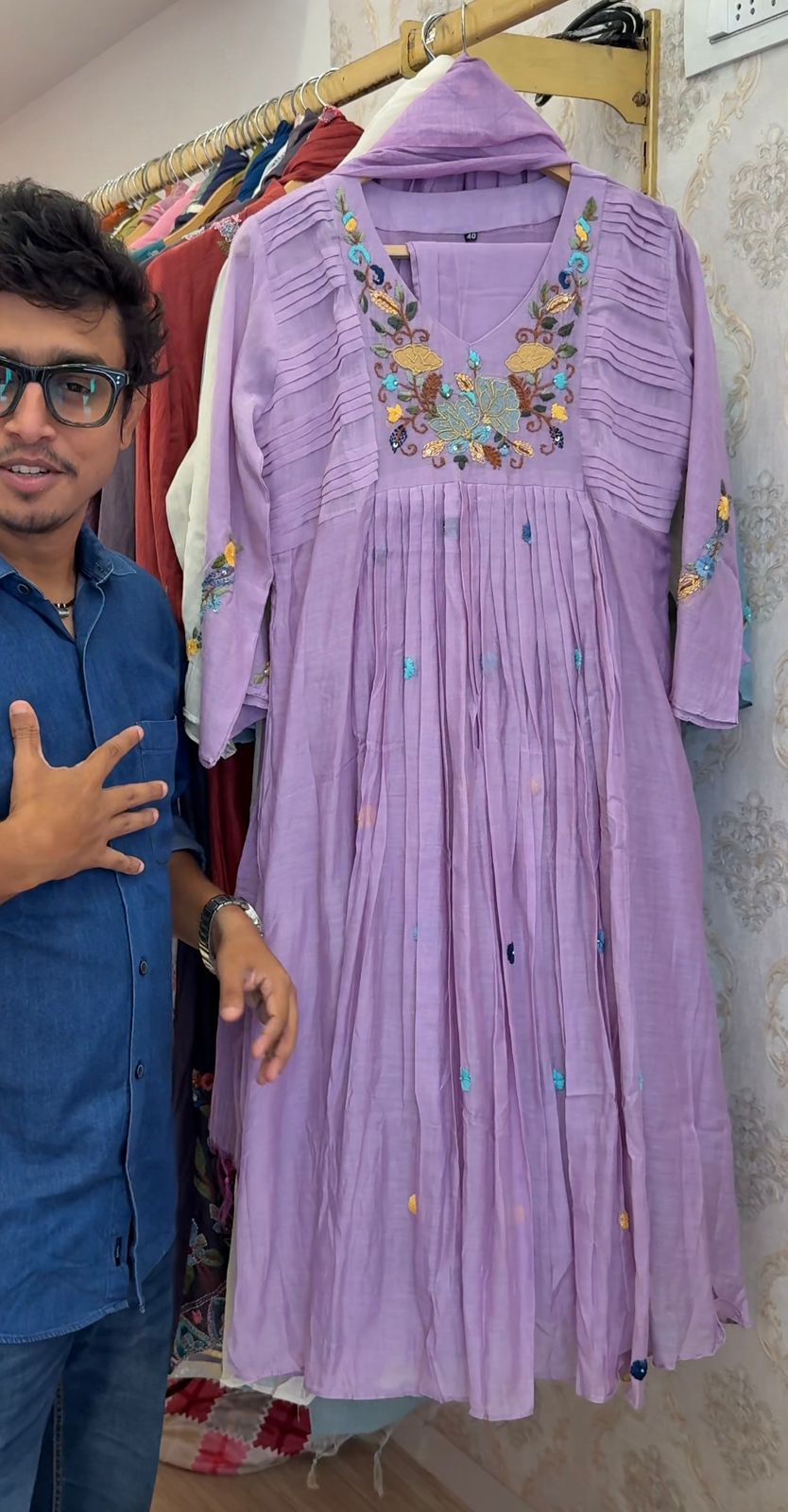 Jenisha Embroided Anarkali Dress (Make to Order)