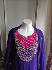 Veeral Bandhani Hand Work Aline Dress- purple