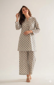 Hiya Cotton Coord Set- Beige(Make to Order)