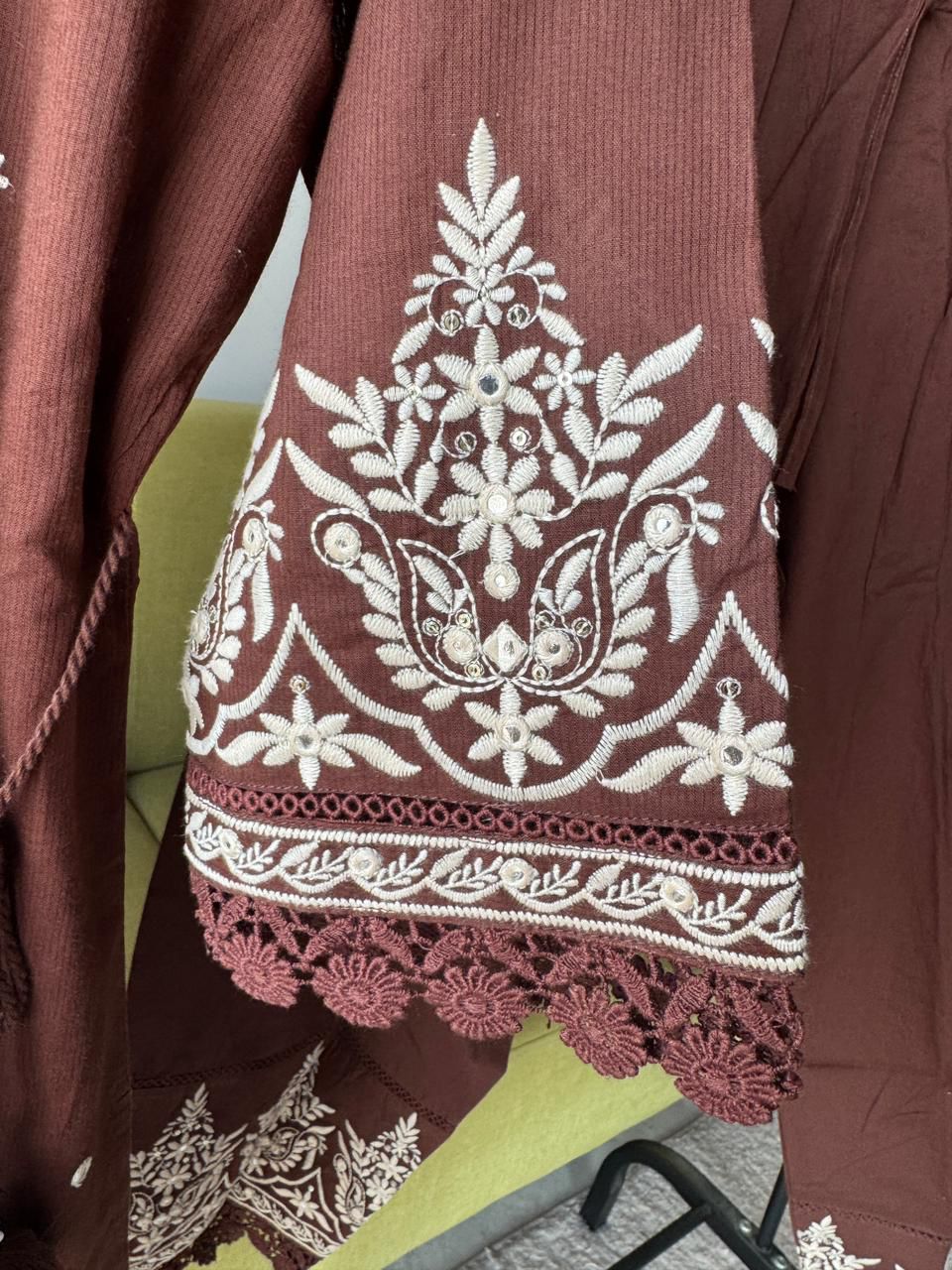 Sayli Lakhnawi Cotton Dress- Brown