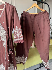 Sayli Lakhnawi Cotton Dress- Brown