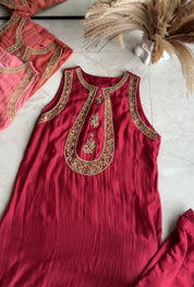 Riddhima Halter Neck Pure Mul Chanderi Dress